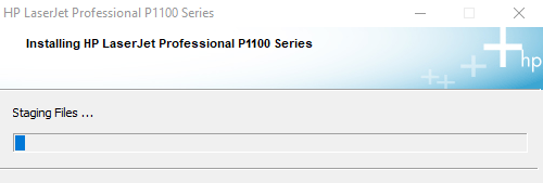 HP P1102 installer — installation progress bar completing
