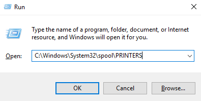 File Explorer — clearing the PRINTERS spool folder