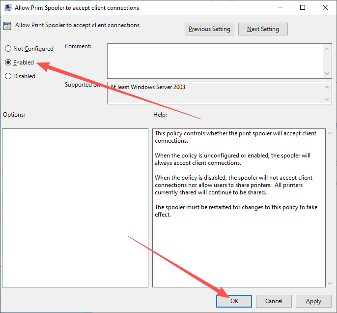 Group Policy Editor — adjusting printer driver installation policies