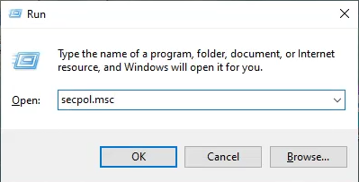 Run dialog with secpol.msc