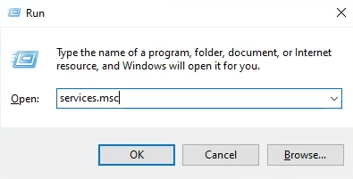 Run dialog with services.msc
